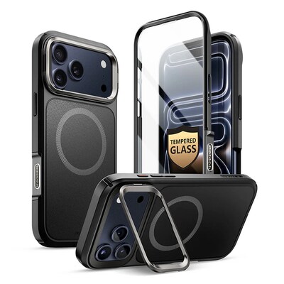 i-Blason Ares Flip Magsafe Rugged Case for iPhone 17 Pro Max, Shock Absorbing, Black (iPhone2025Max-AreFlip-GSSP-Black)