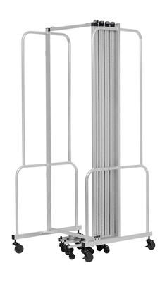 National Public Seating Robo Series 9-Panel Folding Mobile Room Divider, 72"H x 210"W, Clear Acrylic (RDG6-9CA)