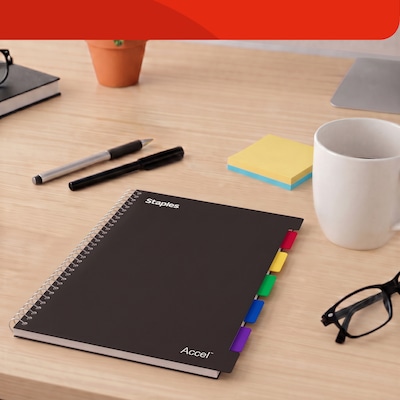 STAPLES Accel Durable Poly Cover Notebook, 8.5” x 11”, College Ruled
