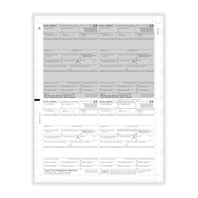 ComplyRight 2024 1099-R Tax Form, 1-Part, 4-Up, Copy B, C, 2, 2, 500/Pack (PS284)