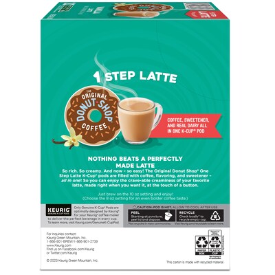 The Original Donut Shop One Step Vanilla Latte Coffee Keurig® K-Cup® Pods, Light Roast, 20/Box (381779)