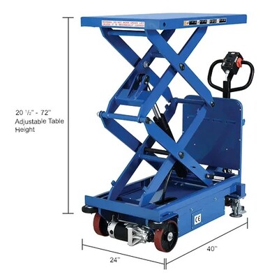 Global Industrial Self Propelled Mobile Scissor Lift Table, 40"L x 24"W, 2000 Lb. Capacity (988159)