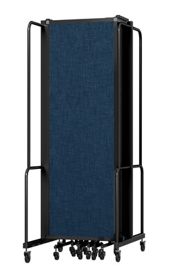 National Public Seating Robo Series 11-Panel Folding Mobile Room Divider, 72H x 256W, Blue Fabric (RDB6-11PT04)