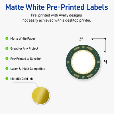 Avery Circle Multipurpose Labels, 2 Dia., White, 120/Pack (19479370393)