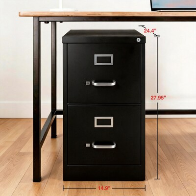 Quill Brand® 2-Drawer Vertical File Cabinet, Locking, Letter, Black, 25"D (25157D)