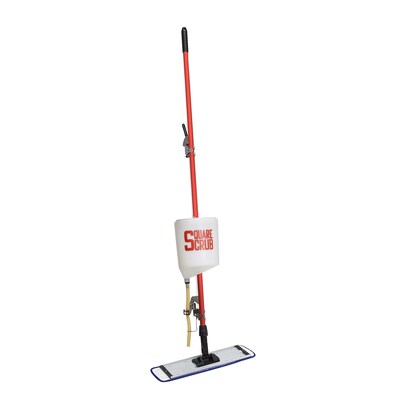 Square Scrub Bucket On A Stick Microfiber Finish Applicator Mop, Red (SS BOS 24)