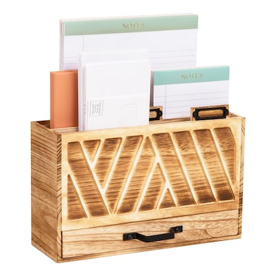 Mind Reader 3-Compartment Wood Desk Organizer, Brown (DESKMEMO-BRN)