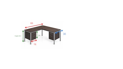 Boss Office Products Simple System 66"W L-Shaped Desk with 2-Pedestals, Driftwood (SGSD004-202)