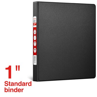 Staples® Standard 1 3 Ring Non View Binder with D-Rings, Black (26407-CC)