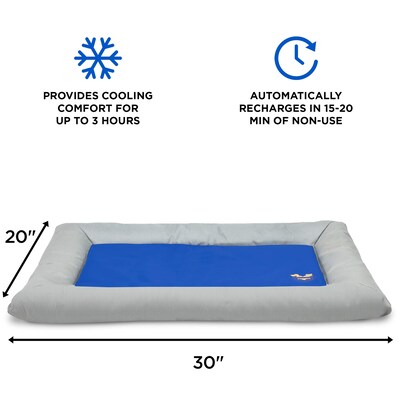 Arf Pets Solid Gel Based Pet Cooling Mat w/ Foam Based Bolster Bed, 22" x 30", Grey/Blue (APCLBS)