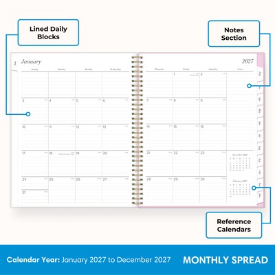 2027 Blue Sky 8.5" x 11" Weekly & Monthly Planner, Pink (164278)