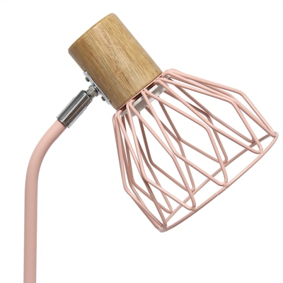 Simple Designs Farmhouse Fusion LED Desk Lamp, 18.19", Light Pink Iron (LD2022-LPK)