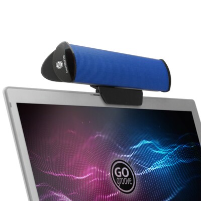 GOgroove SonaVERSE USB Laptop Computer Speaker with Clip-On Portable Soundbar, Blue (GGSVUSB100BLWS)