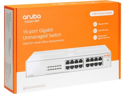 Aruba Instant On 1430 16-Port Gigabit Ethernet Unmanaged Switch, White (R8R47A#ABA)