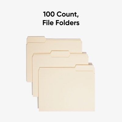 Smead Manila File Folder, 1/3-Cut Tab, Letter Size, Manila, 100/Box (10330)
