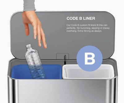 simplehuman 15L Mini Office Recycler with Liner Pocket, Brushed Stainless Steel, Indoor Step Trash Can, 4 Gallons (CW2120)