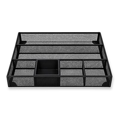TRU RED Mesh Drawer Organizer, 6-Compartment, Matte Black – Desk & Drawer Storage for Office Supplies