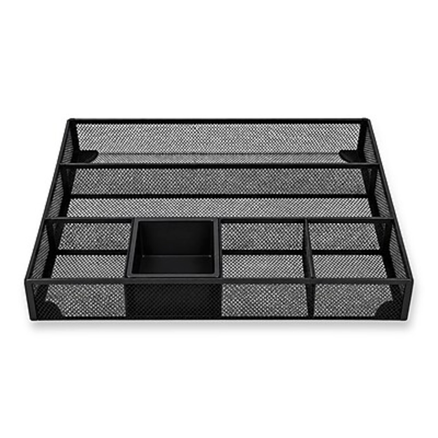 TRU RED Mesh Drawer Organizer, 6-Compartment, Matte Black – Desk & Drawer Storage for Office Supplies