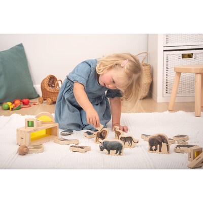 TickiT Wooden Wild Animal Blocks, Multicolored, 15 Pieces/Set (CTU73572)