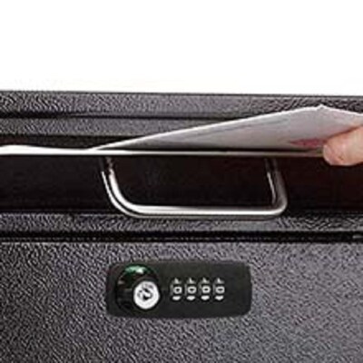 AdirOffice Steel Locking Wall Mounted Drop Box Interoffice Mailbox with Key and Combination Lock , Black (631-04-BLK-KC-PKG)