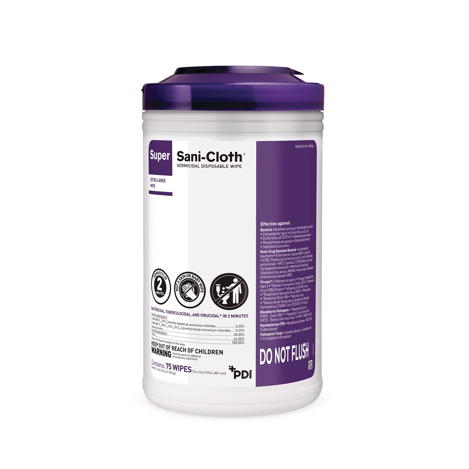 PDI Super Sani-Cloth Disinfecting Wipes, 75 Wipes/Container (P86984)