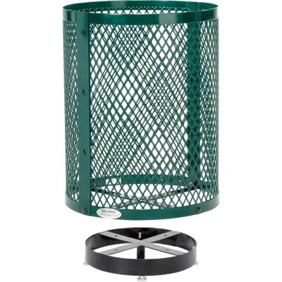 Global Industrial Outdoor Diamond Steel Trash Can w/ Dome Lid & Base, 36 Gallon, Green (261948GND)