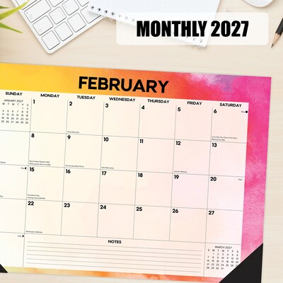 2027 Willow Creek Rainbow Gradient 17" x 12" Monthly Desk Pad Calendar, Assorted Colors (66515)