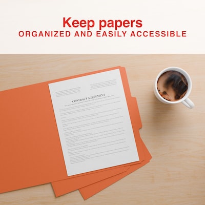 Staples File Folder, 1/3-Cut Tab, Letter Size, Orange, 100/Pack (ST62728)