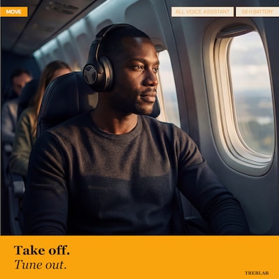 Treblab Z2-B Over Ear Workout Headphones with Microphone