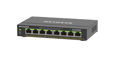 Netgear 300 Series 8-Port Gigabit PoE Unmanaged Switch, 128 MB/s, Black (GS308EP-100NAS)