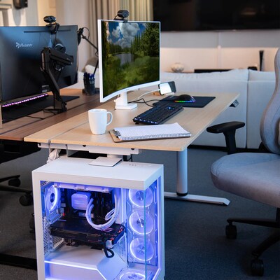 Arozzi Arena Nordico 55"W Electric Adjustable Standing Desk, Birch (ARENANRDWTBCH)