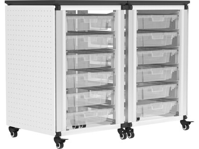 Luxor Mobile 12-Section Modular Classroom Storage Cabinet, 28.75"H x 18.2"D, White (MBS-STR-21-12S)