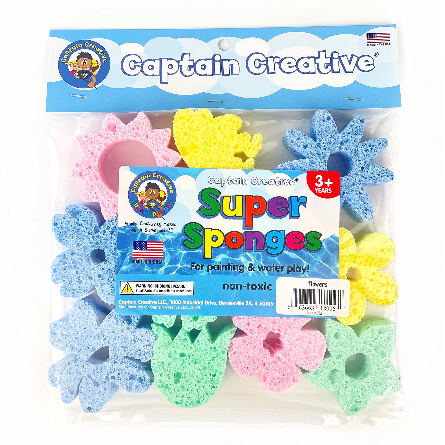 Captain Creative Super Sponges Flowers Pack, 8/Pack (APISS18006)