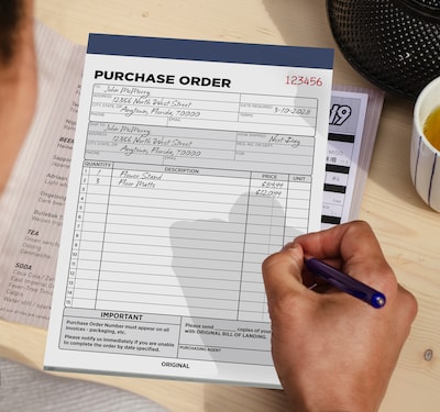 Cosco 2-Part Carbonless Purchase Order Book, 5.56" x 8.44", 50 Sets/Book (074052)