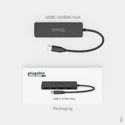 Plugable USB-C to USB Adapter Hub, 4 Port USB 3.0 Hub, USB Splitter for Laptop