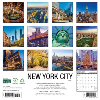 2027 Willow Creek New York City 12 x 12 Monthly Wall Calendar (61503)