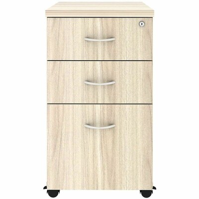 Lorell Essentials 3-Drawer Mobile Pedestal, Letter/Legal Size, Modern Elm/Silver Brush (LLR66328)
