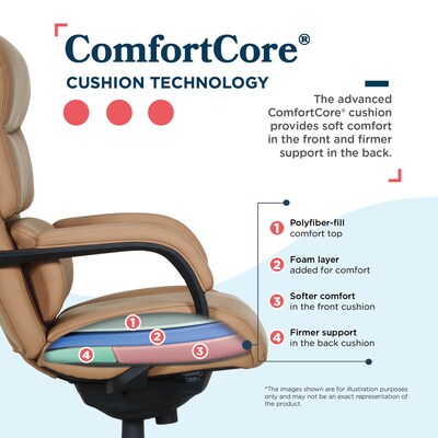 La-Z-Boy Aberdeen Ergonomic Bonded Leather Swivel Executive Chair, Tan (51545-TAN)