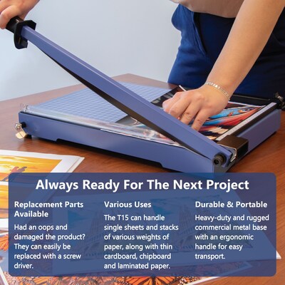 United Commercial 15" Guillotine Paper Cutter, Blue (T15)