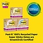 Post-it Recycled Super Sticky Notes, 4" x 4", Wanderlust Pastels Collection, Lined, 70 Sheet/Pad, 3 Pads/Pack (675R-3SSNRP)