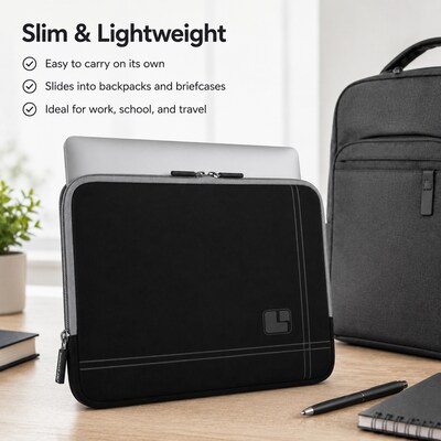 SumacLife 13" Microsuede Laptop Sleeve, Black/Gray (NbkLea679)