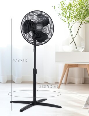 Black & Decker 16" Oscillating Pedestal Fan, 3-Speed, Black (BFP16MXB)