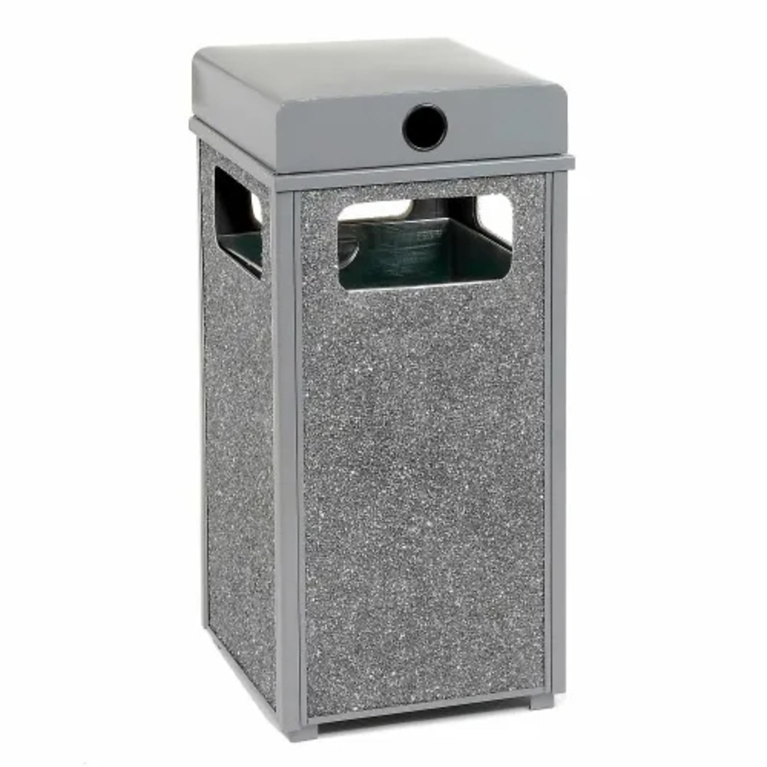 Global Industrial Stone Panel Trash Weather Urn, 24 Gallon Capacity, 17-1/2W x 17-1/2D x 36H, Gray (238241GY)