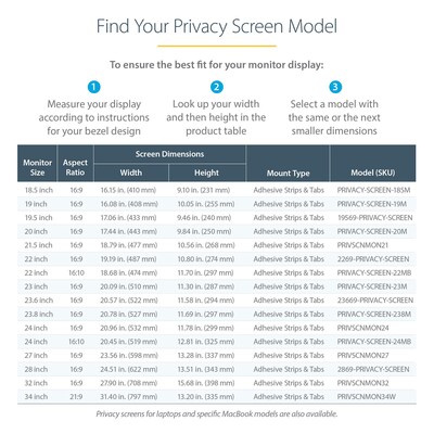 StarTech Anti-Glare Privacy Filter & Screen Protector for 23" Widescreen (16:9) (PRIVACY-SCREEN-23M)