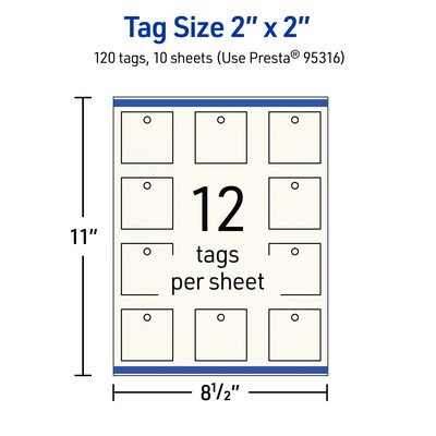 Avery 2" x 2"  Blank Price & Merchandise Tags, Ivory, 120/Carton (95316-MIT10)