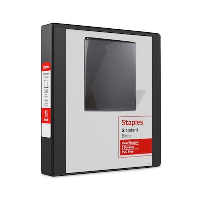 Staples® Standard 1.5 3 Ring View Binder with D-Rings, Black, 12/Pack (26437CT)