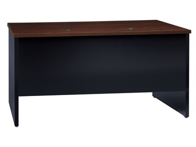 Hirsh 60"W Double-Pedestal Desk, Black/Walnut (20533)