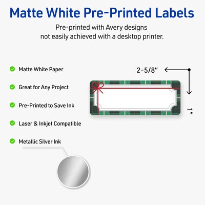 Avery Rectangle Multipurpose Labels, 1 x 2-5/8, White, 160/Pack (19479370403)
