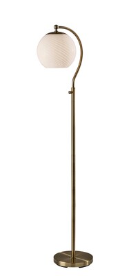 Adesso Swirl 58.75H Antique Brass Floor Lamp with White Swirl Glosted Glass Shade (3262-21)