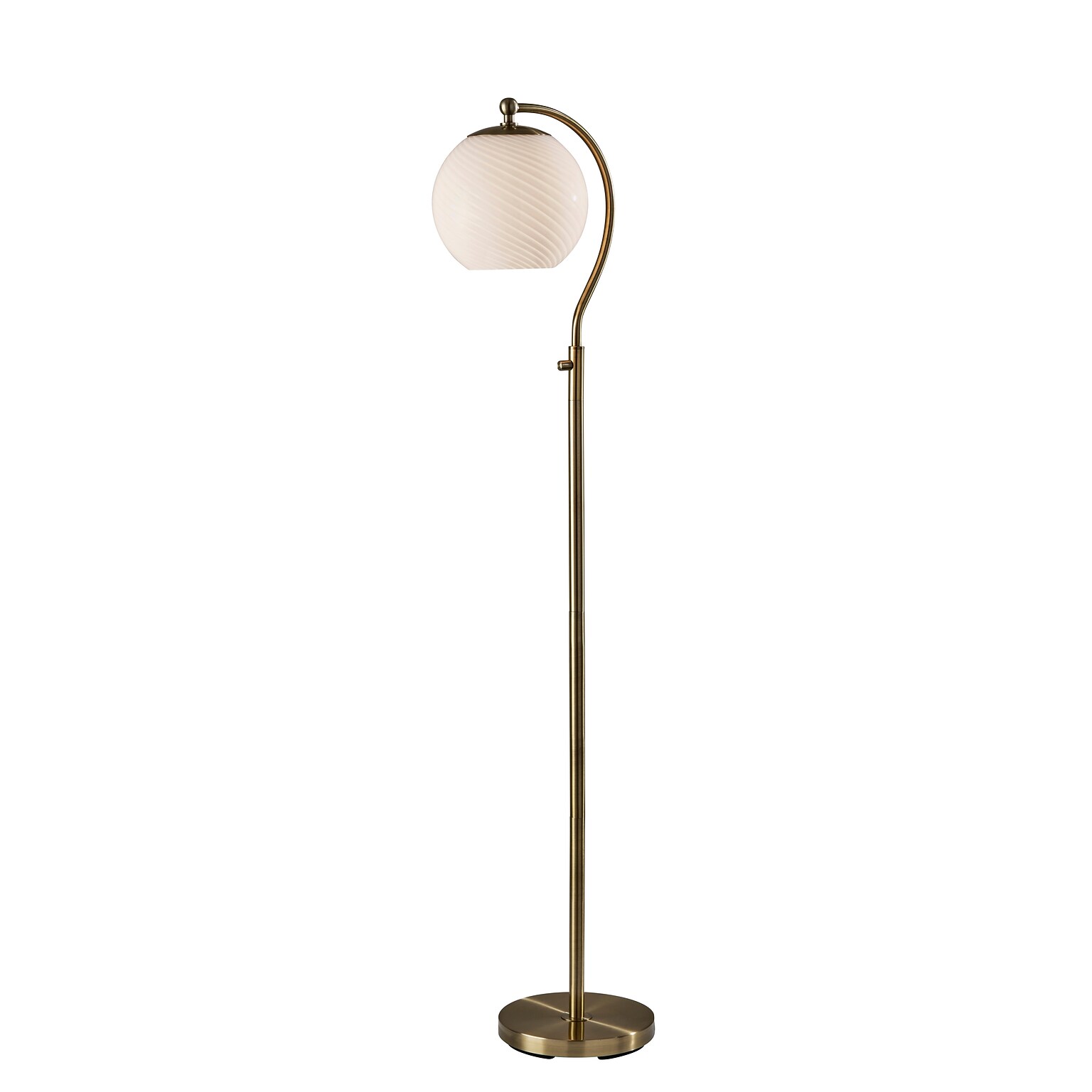 Adesso Swirl 58.75H Antique Brass Floor Lamp with White Swirl Glosted Glass Shade (3262-21)
